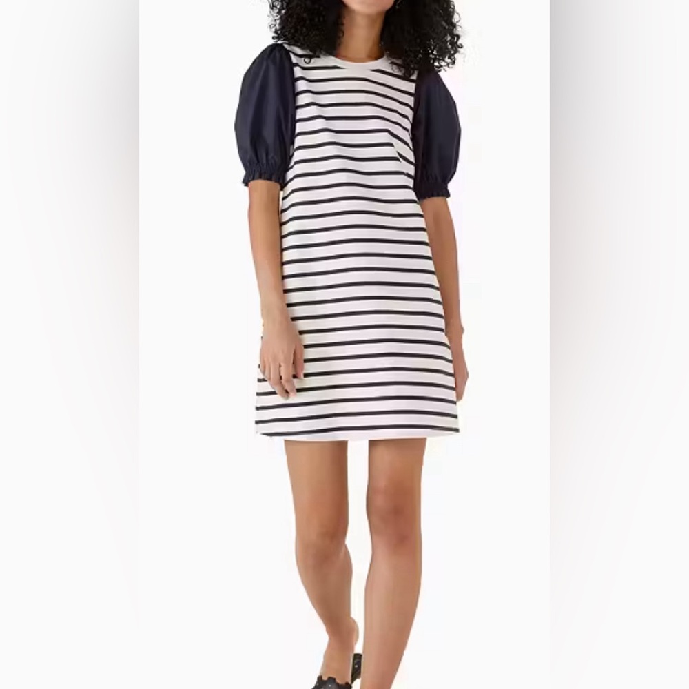 Kate Spade Striped Puff Sleeve Knit Dress, Size S